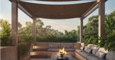 Luxury outdoor firepit lounge in El Mirador, showcasing the high-end design of Tulum luxury homes for sale