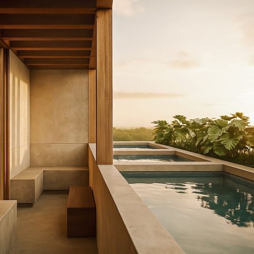 Panoramic rooftop spa sanctuary at Casa Sky, a premier choice for Tulum luxury homes for sale.